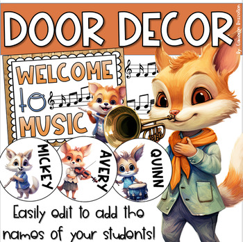 Preview of Door Decorations Bulletin Board Display Music Instruments Theme EDITABLE
