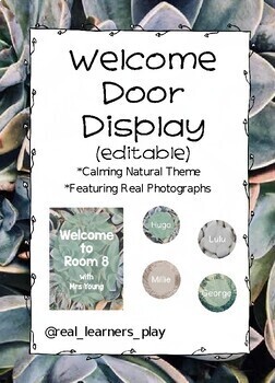 Preview of Door Display / Welcome Sign using 'Calming Natural Theme' - Editable