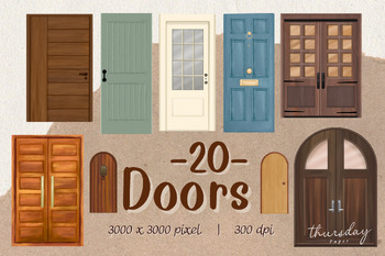 Preview of Door clipart, Door design bundle, Png art bundle, door illustration