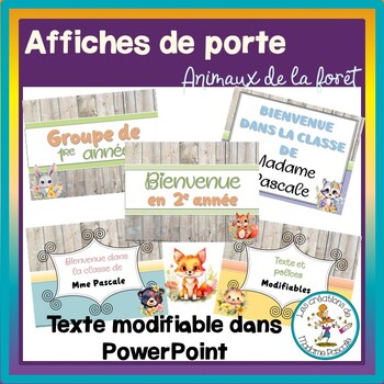 Preview of Forest animals - Door sign poster - in FRENCH