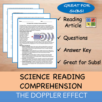 Preview of Doppler Effect - Reading Passage and x 10 Questions (EDITABLE)
