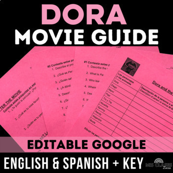 Preview of Dora & the Lost City of Gold Questions & Guide Spanish End of the Year Sub Plans