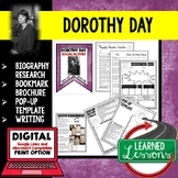 Dorothy Day Biography Research, Bookmark Brochure, Pop-Up,