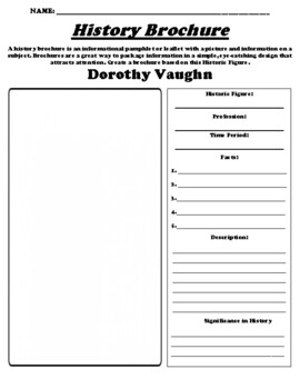 Preview of Dorothy Vaughn "History Brochure" Worksheet & WebQuest