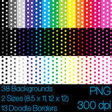 Dot Backgrounds and Doodle Borders 8.5 x 11 12 x 12