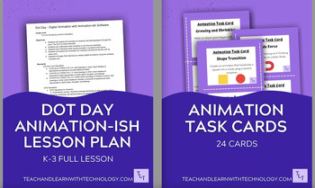 Preview of Dot Day Animation-Ish Lesson Plan and Task Card BUNDLE / K-3rd