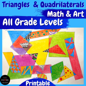 Preview of Dot Day Math Art Project Gr 1-8 Area Perimeter Angles Triangles Quadrilaterals