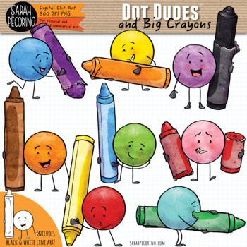 Dot Dudes And Big Crayons Clip Art by Sarah Pecorino Illustration