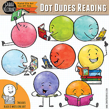Preview of Dot Dudes Reading Clip Art