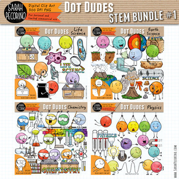 Preview of Dot Dudes STEM Clip Art Bundle 1 - Life and Earth Science, Chemistry, Physics