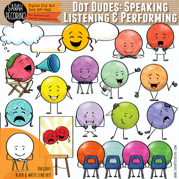 Preview of Dot Dudes Speaking Listening and Performing Clip Art