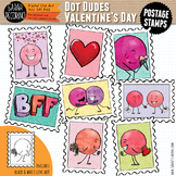 Dot Dudes Valentine's Day Postage Stamps Clip Art