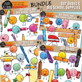 Preview of Dot Dudes and Big School Supplies BUNDLE