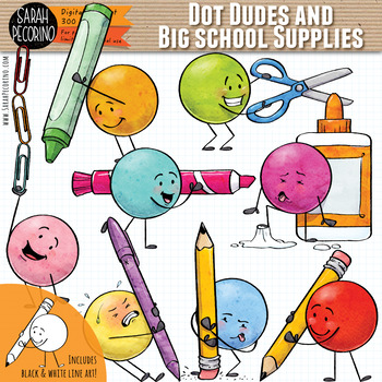 Dot Dudes And Big Crayons Clip Art by Sarah Pecorino Illustration