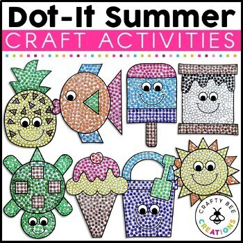 Preview of Summer Q Tip Painting Craft Fine Motor Activities Kindergarten Preschool Dot Art