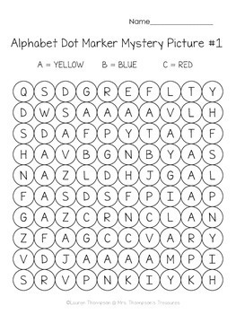 Alphabet Dot Marker Mystery Picture Activities by Mrs Thompson's Treasures