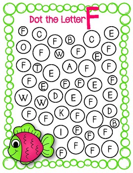 dot marker letter f alphabet worksheets by teaching