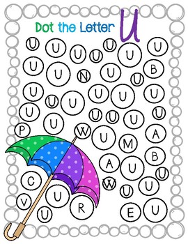 dot marker letter u alphabet worksheets by teaching with faith and joy