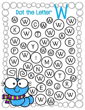 Dot Marker. Letter W. Alphabet. Worksheets by Teaching with Faith and Joy