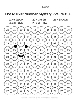 Dot Marker Mystery Pictures Number Practice (21-100) | TpT