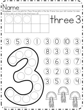 dot marker number recognition activity numbers 1 10 free tpt