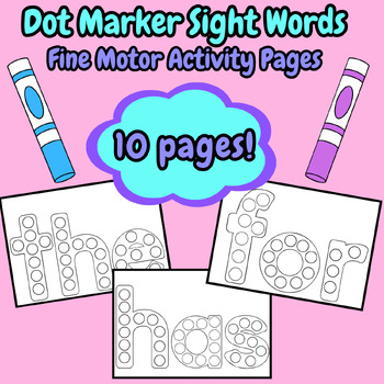 Dot Marker Sight High Frequency Words - Writing, Fine Motor Activity ...