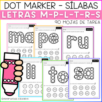 Preview of Dot Marker - Sílabas - Letra m,p,l,t,r,s - Hojas de tarea - Worksheets