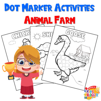 Preview of Dot Marker and Coloring Activities Animal Farm Theme Printables Worksheets