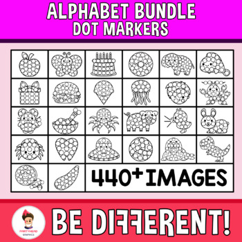 Preview of Dot Markers Clipart Bingo Dabbers Alphabet Bundle A to Z #sunnydeals24