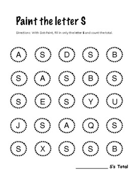 Dot Paint: letter S by Teachin' Tots | Teachers Pay Teachers