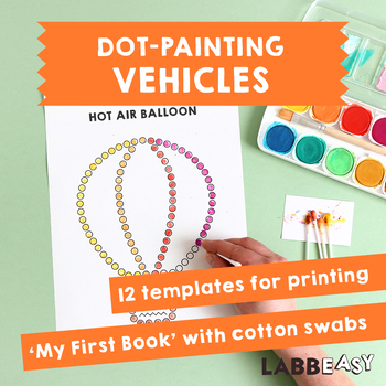 Preview of Dot-Painting - Vehicles: 12 templates for improving fine motor skills