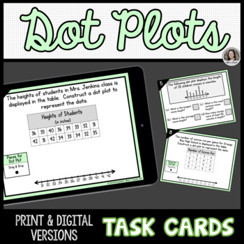 Preview of Dot Plots Task Cards, Print and Digital Google Slides™