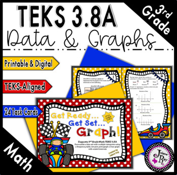 Preview of Dot Plots, Frequency Tables, Bar Graphs & Pictograph Task Card Game TEKS 3.8A