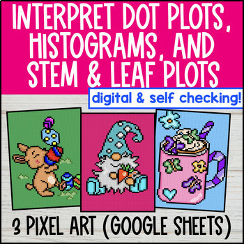 Preview of Dot Plots, Histograms, Stem-and-Leaf Plots Digital Pixel Art | Data & Statistics