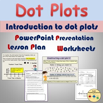 Preview of Dot Plots Line Plots Worksheets Presentation Frequency Tables Statistics