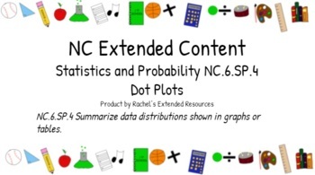 Preview of Dot Plots NC.6.SP.4 - Extended Curriculum (editable)