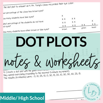 Preview of Dot Plots Notes and Worksheets