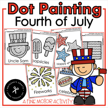Preview of Dot Q-tip Painting Fourth of July A Fine Motor Activity