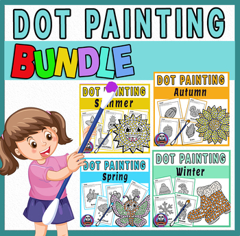 Preview of Dot Q-tip Painting Seasons Bundle - Fine Motor Activity