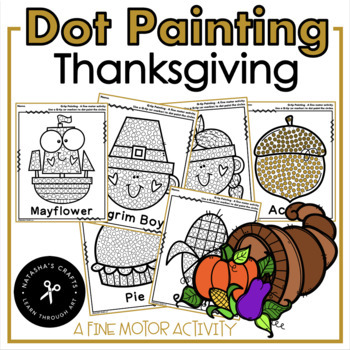 Preview of Dot Q-tip Painting Thanksgiving A Fine Motor Activity