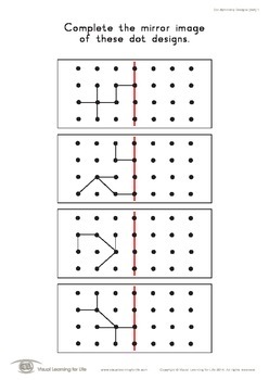 dot symmetry designs 4x4 visual perception worksheets tpt