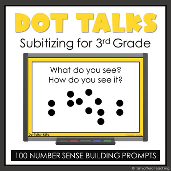 Preview of Dot Talks Subitizing Number Sense Fact Fluency 3rd Grade Number Talks 100 Cards