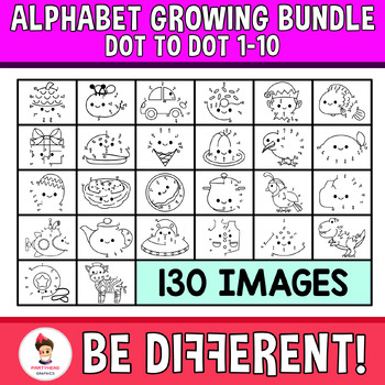 Preview of Dot To Dot Clipart Connect The Dots Alphabet Phonics ABC Bundle A to Z 1-10