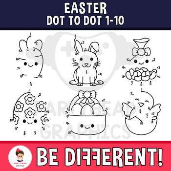 Preview of Easter Dot To Dot Clipart Connect The Dots 1-10 March Number Order Sequencing