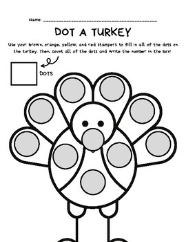 Dot A Turkey Counting Activity Freebie By Eduwithemily 