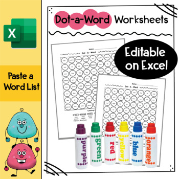 Preview of Do a Dot Marker Worksheet Creator - Editable Do a Dot Pages: Paste List in Excel