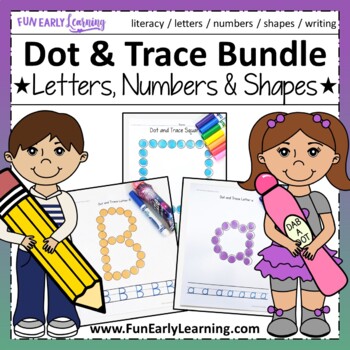 Preview of Dot and Trace Bundle - Letters, Numbers & Shapes - Distance Learning