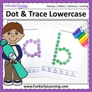 Preview of Dot and Trace Lowercase Letters - No Prep Worksheets