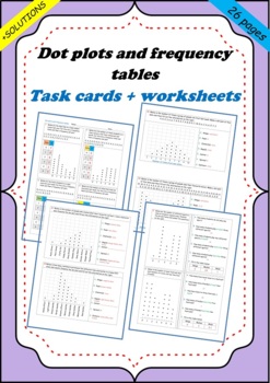 Preview of Dot plots and frequency tables Task cards, worksheets and homework