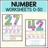 Dot the Number Worksheets 0-50 | Number Formation & Tracing